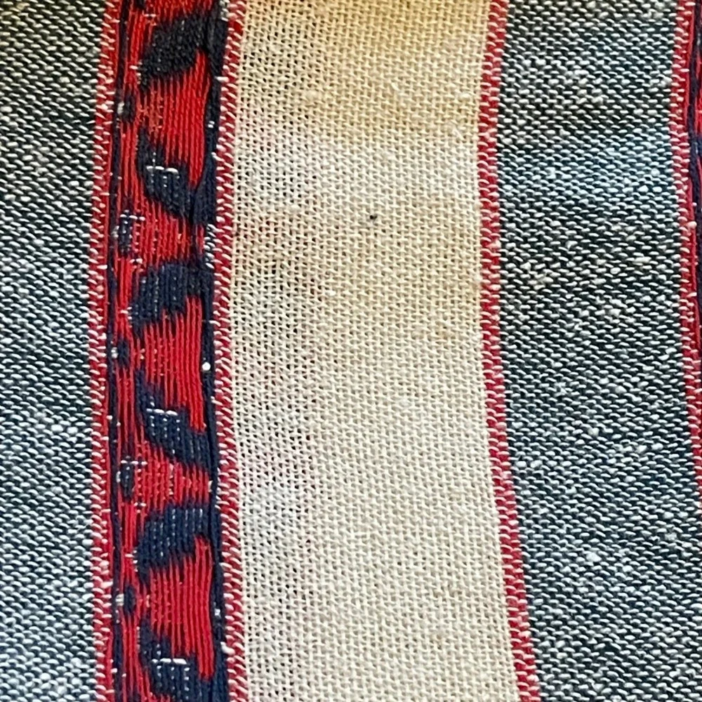 Alliance Merchandising Cotton Silk Striped Wrap Scarf Blue‎ Red Cream Fringe